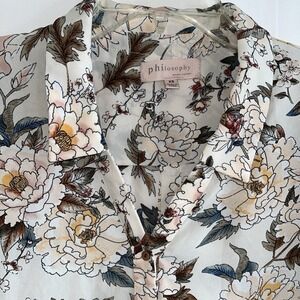 Floral Button Down Collar Long Sleeve Classy Business‎ Casual Womens Philosophy